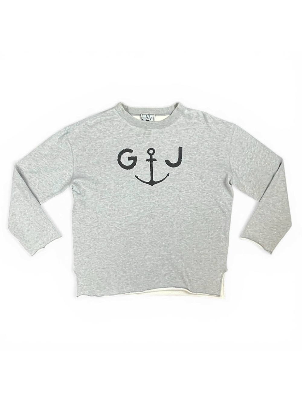 90s Gaultier Jeans Logo Grey Crew Terry Distressed Loose Sweatshirt small